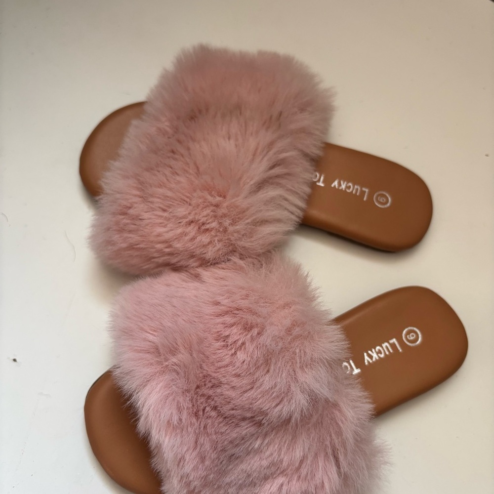 Fluffy Pink Kids Slippers